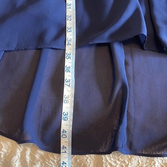 By & By Womens Lace Dress Lined Hi Low Fit Flare Sleeveless Cream Navy Blue 3 - Picture 10 of 10